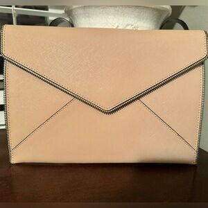 Rebecca Minkoff, Leo Envelope Clutch in blush with zipper edge